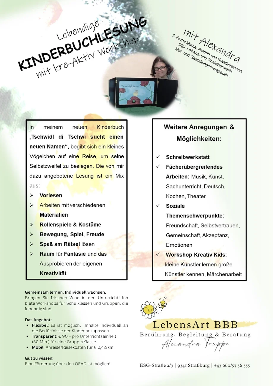 Lebendige Kinderbuchlesung mit kre-Aktiv Workshop